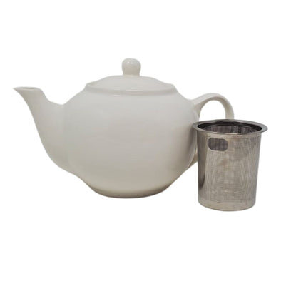 Dublin Ceramic Cream McEntee's Tea Filter Teapot Stainless Steel Lid 600ml (1-2 cup)