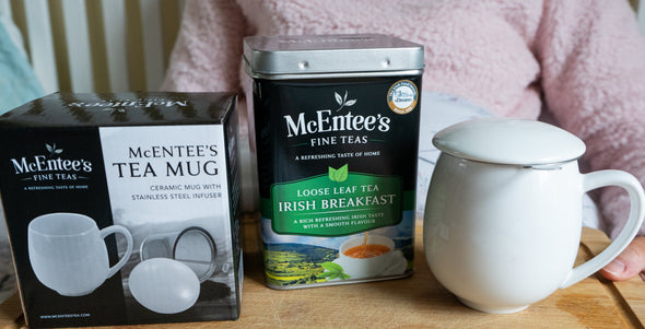 McEntee's Irish Breakfast Tea Blend 500g Tin with McEntee's Infuser Mug