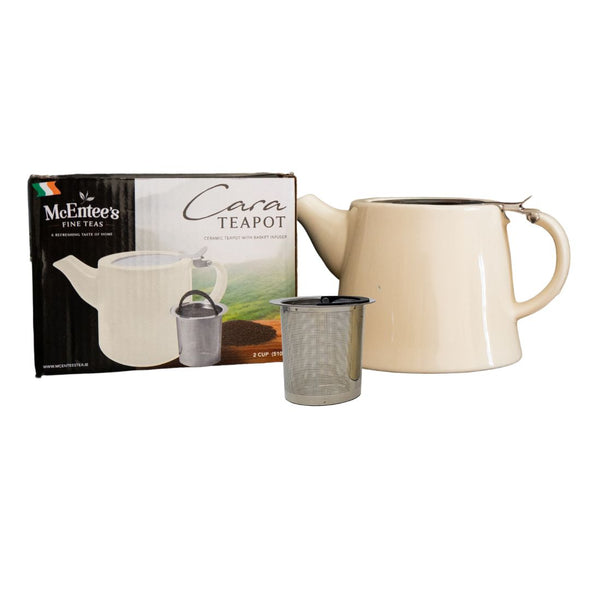 Cara ceramica crema McEntee's tè filtro teiera coperchio in acciaio inox 510ml (1-2 tazze)
