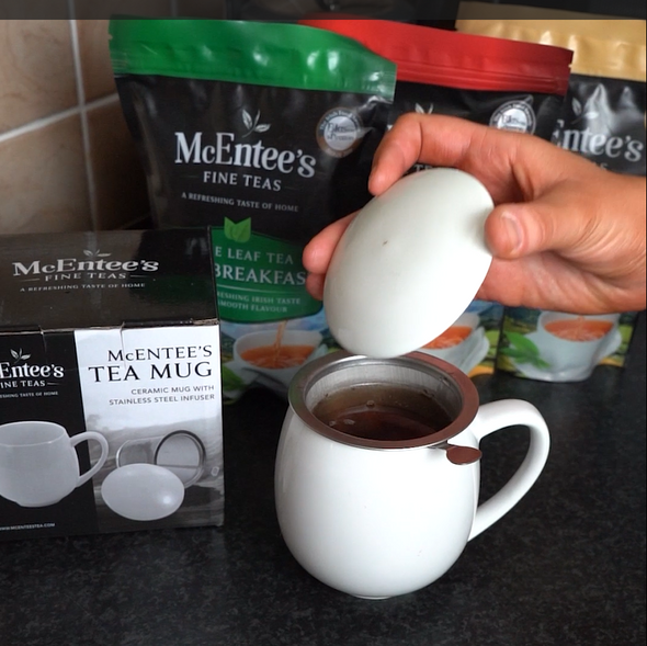 McEntee's Tea Mug with filter and lid for the perfect cuppa for one.