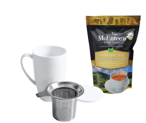 Irish Afternoon tea gift set with ceramic tea strainer mug