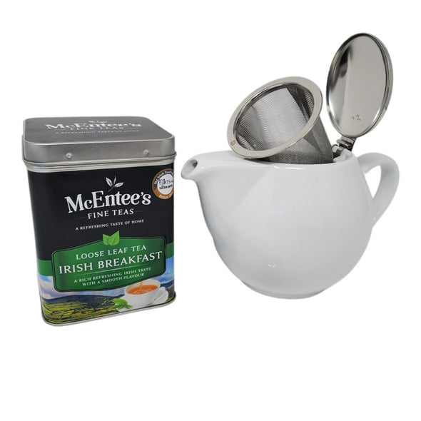 Irischer Frühstücks-Caddy & Teekanne Geschenkset – Einfacher Tee für zwei!