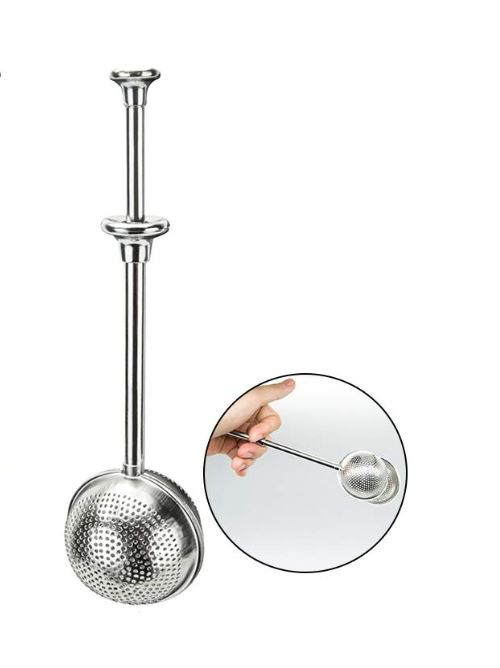 Push Handle Tea strainer - Push Ball-shaped stainless steel tea infuser