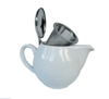 900ml Aran Mór Ceramic white Teapot Stainless Steel Lid Teapot with removable Stainless Steel Mesh Infuser for use with loose tea - McEntee's Tea