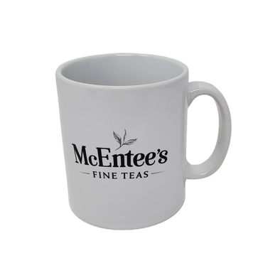 Taza con la marca de té de McEntee - Estampado en la parte delantera y trasera