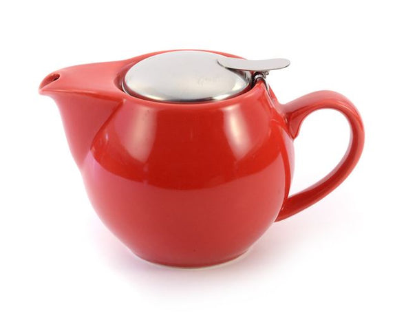 900ml Aran Mór Ceramic red Teapot Stainless Steel Lid Teapot with removable Stainless Steel Mesh Infuser for use with loose tea - McEntee's Tea
